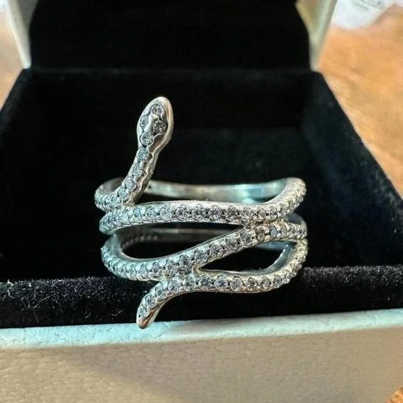SWIRLING SNAKE Authentic PANDORA Silver Ring Size 9 (58) 190954CZ - Picture 1 of 4